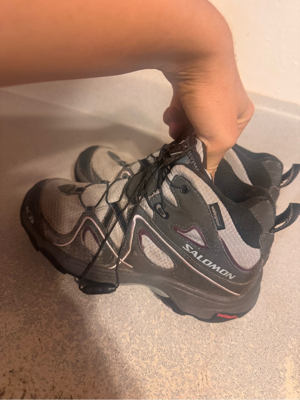Salomon kids Grey and Black Trail Boots size 1
